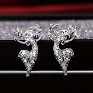 New Bling reindeer christmas stud earrings